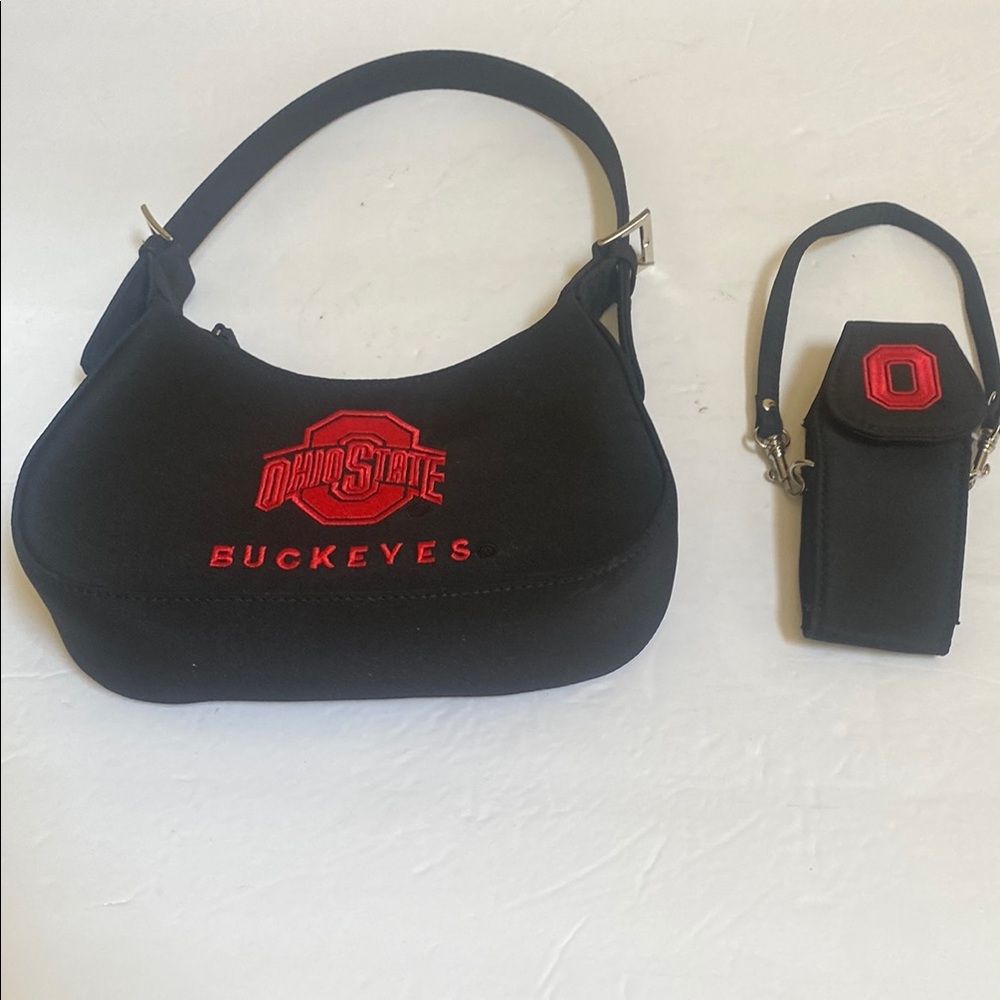 Ohio State Buckeyes small Black Handbag and attachable Pouch Set